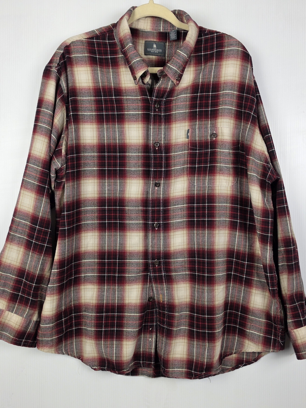 G.H. Bass & Co. Burgundy and Cream Plaid Button-Down Shirt